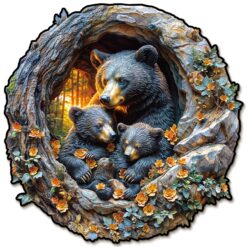 Mindful Wooden Jigsaw Puzzle - Hugging Bear and Cub