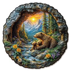 Mindful Wooden Jigsaw Puzzle - Mountain Bears Retreat