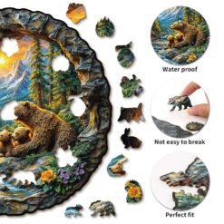 Alternative view of Mindful Wooden Jigsaw Puzzle - Mountain Bears Retreat