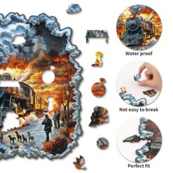Alternative view of Mindful Wooden Jigsaw Puzzle - Retro Steam Train