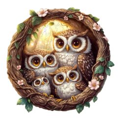Mindful Wooden Jigsaw Puzzle - 3D owl family