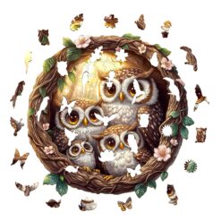 Alternative view of Mindful Wooden Jigsaw Puzzle - 3D owl family