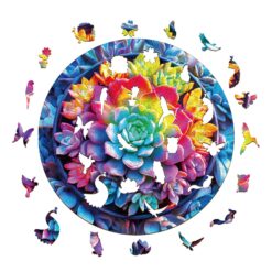 Alternative view of Mindful Wooden Jigsaw Puzzle -3D Succulent Plants
