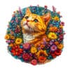 Mindful Wooden Jigsaw Puzzle - Cat in Flowers