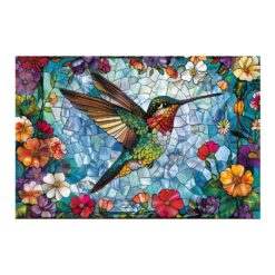 Mindful Wooden Jigsaw Puzzle - stained glass hummingbird 3