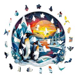 Alternative view of Mindful Wooden Jigsaw Puzzle - 3D penguin family