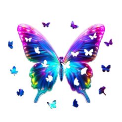 Alternative view of Mindful Wooden Jigsaw Puzzle - Fluorescent Butterfly