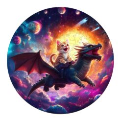 Mindful Wooden Jigsaw Puzzle - kitten riding dragon