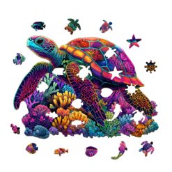 Alternative view of Mindful Wooden Jigsaw Puzzle - Luminous Turtle