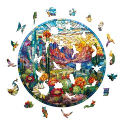 Alternative view of Mindful Wooden Jigsaw Puzzle - Stained Glass Cactus