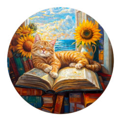 Mindful Wooden Jigsaw Puzzle -Lazy orange cat