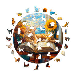 Alternative view of Mindful Wooden Jigsaw Puzzle -Lazy orange cat