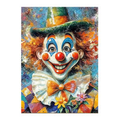 Mindful Wooden Jigsaw Puzzle - Oil painting clown