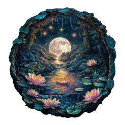 Mindful Wooden Jigsaw Puzzle - 3D cave moon Lotus