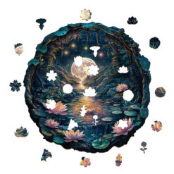 Alternative view of Mindful Wooden Jigsaw Puzzle - 3D cave moon Lotus