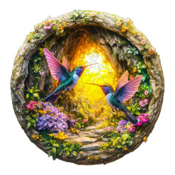 Mindful Wooden Jigsaw Puzzle – 3D hummingbird in the cave-1