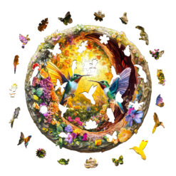 Alternative view of Mindful Wooden Jigsaw Puzzle – 3D hummingbird in the cave-2