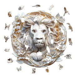 Alternative view of Mindful Wooden Jigsaw Puzzle - 3D paper lion