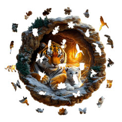 Alternative view of Mindful Wooden Jigsaw Puzzle- 3D Tiger Family-2