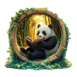 Mindful Wooden Jigsaw Puzzle – Bamboo Grove Scholar Panda