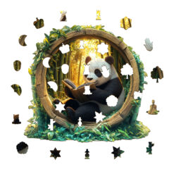 Alternative view of Mindful Wooden Jigsaw Puzzle – Bamboo Grove Scholar Panda