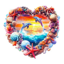 Mindful Wooden Jigsaw Puzzle - Coral and Dolphin