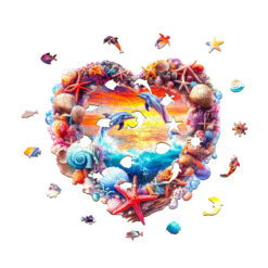 Alternative view of Mindful Wooden Jigsaw Puzzle - Coral and Dolphin