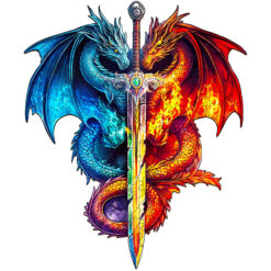 Mindful Wooden Jigsaw Puzzle – Dragon and Sword