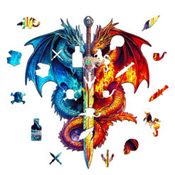 Alternative view of Mindful Wooden Jigsaw Puzzle – Dragon and Sword