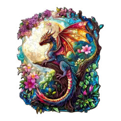 Mindful Wooden Jigsaw Puzzle – dragon in moonlight