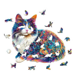 Alternative view of Mindful Wooden Jigsaw Puzzle- lazy cat