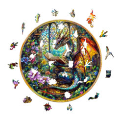 Alternative view of Mindful Wooden Jigsaw Puzzle - mysterious dragon