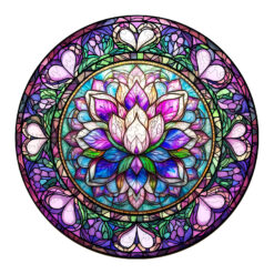 Mindful Wooden Jigsaw Puzzle - stained glass lotus-1
