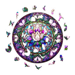 Alternative view of Mindful Wooden Jigsaw Puzzle - stained glass lotus-1