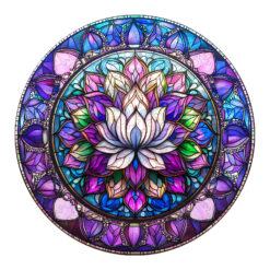 Mindful Wooden Jigsaw Puzzle - stained glass lotus-2
