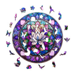 Alternative view of Mindful Wooden Jigsaw Puzzle - stained glass lotus-2