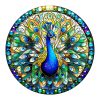 Mindful Wooden Jigsaw Puzzle – stained glass peacock