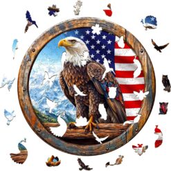 Alternative view of Mindful Wooden Jigsaw Puzzle - 3D Bald eagle