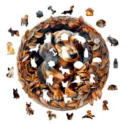 Alternative view of Mindful Wooden Jigsaw Puzzle – 3D dachshund-2