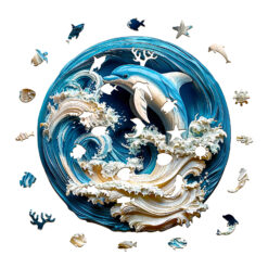 Alternative view of Mindful Wooden Jigsaw Puzzle – 3D Dolphin-2