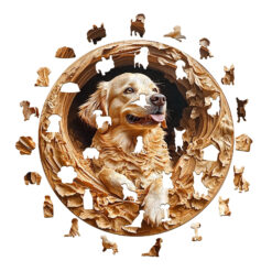 Alternative view of Mindful Wooden Jigsaw Puzzle – 3D golden retriever-1
