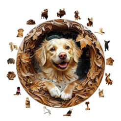 Alternative view of Mindful Wooden Jigsaw Puzzle – 3D golden retriever 2