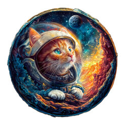 Mindful Wooden Jigsaw Puzzle – 3D Space Cat