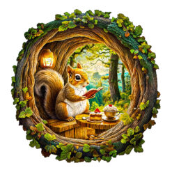 Mindful Wooden Jigsaw Puzzle – 3D squirrel in the cave-1