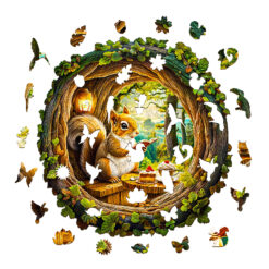 Alternative view of Mindful Wooden Jigsaw Puzzle – 3D squirrel in the cave-1