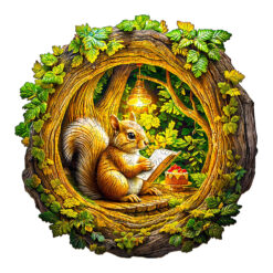 Mindful Wooden Jigsaw Puzzle – 3D squirrel in the cave-2