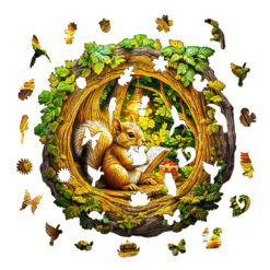 Alternative view of Mindful Wooden Jigsaw Puzzle – 3D squirrel in the cave-2