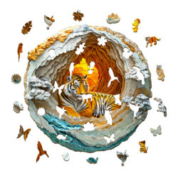 Alternative view of Mindful Wooden Jigsaw Puzzle – 3D tiger