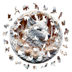 Alternative view of Mindful Wooden Jigsaw Puzzle – 3D Wolf-1