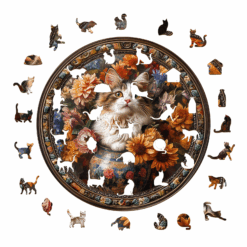 Alternative view of Mindful Wooden Jigsaw Puzzle – Beautiful tricolor cat